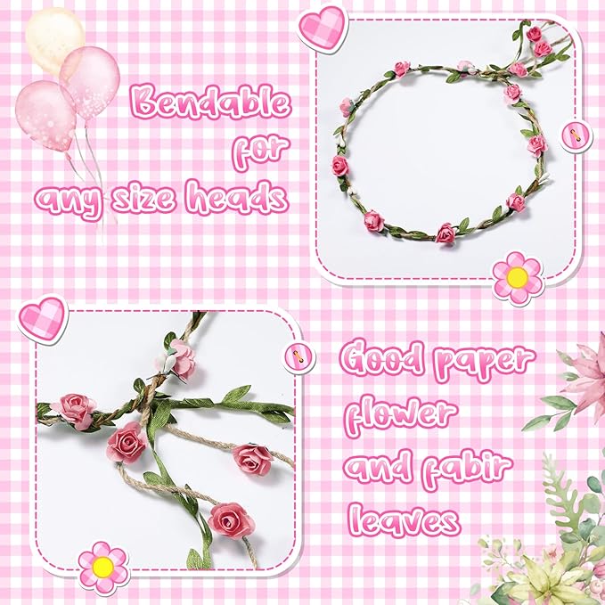 Chunful Elephant Theme Baby Shower Sash Mom to Be Sash and Dad to Be Pin Flower Crown for Gender Reveals Party Baby Shower Party Favors Decorations for Boys and Girls Pregnancy Props Gift (Pink)