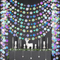 Outus 10 Pieces Round Dots Garland Iridescent Party Decorations Holographic Circle Garlands Each Length 13.1ft Glitter Paper Dot Streamers for Birthday Wedding Classroom (Laser Silver)