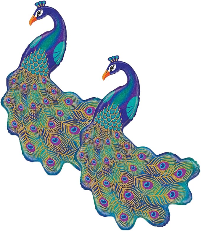Set of 2 Graceful Glitter Peacock Jumbo 42" Foil Party Balloons