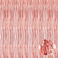 3 Pack Rose Gold Foil Fringe Curtain Backdrop, 3.28Ft x 6.6Ft Metallic Tinsel Foil Fringe Streamer Curtains for Photo Booth, Christmas Day, Thanksgiving, Wedding, New Year Party Decorations