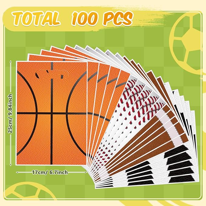 Funrous 100 Pcs Football Sports Party Favor Bags Soccer Candy Gift Plastic Goodie Treat Bags Bulk with Handles for Baseball Basketball Theme Event Gift Bag Birthday Supplies Decorations