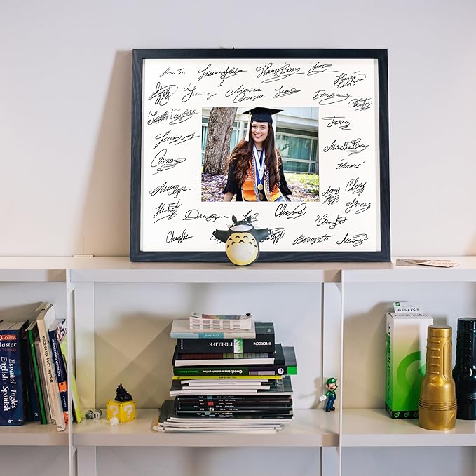 GraduatePro 16x20 Signature Picture Frame Board for 8x10 Photo with Signable Mat for Birthday Party Graduation Wedding Guest Book