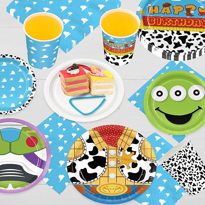 120pcs Birthday Party Supplies Include Cloud Plates Napkins Cup Dessert Plates Disposable Paper Tableware Set Kids Birthday Party Decorations For 30 Guests