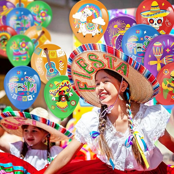 HOWAF 36pcs Mexican Fiesta Party Balloons,Cinco De Mayo Latex Balloons for Taco Bout A Party Decorations,Taco Party Balloons for Mexican Carnivals Festivals Wedding Birthday Baby Shower Supplies