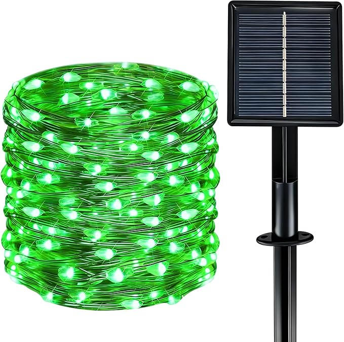 Solar String Lights Outdoor Waterproof 33ft 100LED 8 Modes Twinkle Lights Solar Fairy Lights for Patio, Garden Yard Party Wedding Tree Christmas Halloween Decoration, Green