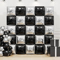Black and Silver Double Sided Square Foil Balloons Wall,19 Inches Chrome Silver Metallic Foil Balloons Tunnel Arch Kit for 2026 Graduation Decorations,Anniversary Birthday Party Background Decoration