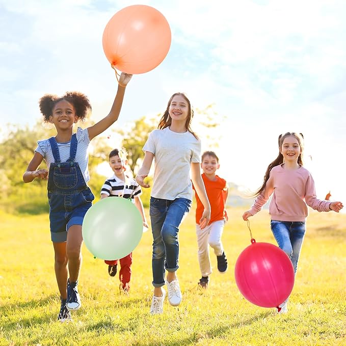 rubfac 30Pcs Punch Balloons, Party Favors for Kids, Thickened Heavy Duty Neon Punching Bounce Balloon for Easter Egg Fillers,Birthday Party Goodie Bag Stuffers Exciting Outdoor Play Supply