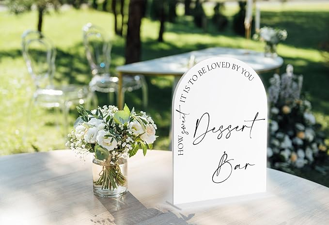 Dessert Bar Sign, White Arch Acrylic Wedding Sign, Dessert Table Decor, Wedding Reception Decorations, Bridal Shower Decor, Centerpiece Table Decorations Party for Bride and Groom-11
