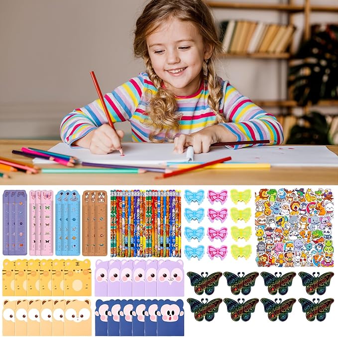 Stationery Party Favors for Kids, 24Pack Stationery Birthday Goodie Bags for Kids, Classroom Gifts for Students, End of Year Student Gifts,Birthday Goodie Bag Stuffers Gifts Rewards Prizes