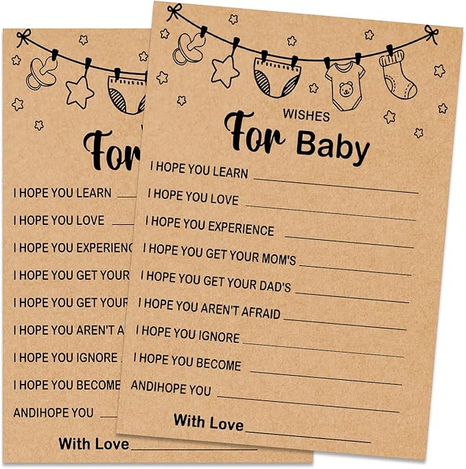 Baby Shower Game, Wishes for Baby, Baby Shower Ideas, Party Activities Ideas Supplies, Baby Shower Party Games Supplies & Activities, 30 Game Cards Included, Kraft