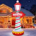 FunFanso 6 FT Christmas Inflatables North Pole Road Sign Outdoor Decoration, Blow Up Street Lamp with Built-in LED Lights, Santa Claus Arctic Road Sign for Holiday Display Lawn Garden Yard Xmas Decor