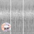 Valentines Day 3 Pack 3.3 * 8.3 ft Foil Curtain Metallic Tinsel Fringe Curtains Photo Booth Props Backdrop for Birthday Wedding Engagement Baby Shower Christmas Holiday Celebration Partyl,Silvery