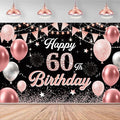 60th Birthday Decorations for Women - Happy 60th Birthday Banner Decorations Cheers to 60 Years Birthday Party Indoor and Outdoor Decoration Suppiles Pink Backdrop for 60th Birthday Party Favors Decor