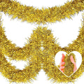 50 Feet Christmas Tinsel Garland, Metallic Twist Garland Wall Hanging Tinsel Garland Backdrop for Parade Floats, Carnival, Birthday, Wedding, New Year Party Decorations (Gold, 2in x 50ft)