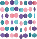 WEVEN Circle String Decorations Paper Garland Banner Streamer Party Decor 2.5" 20 ft (Pink, Purple, Teal Glitter)