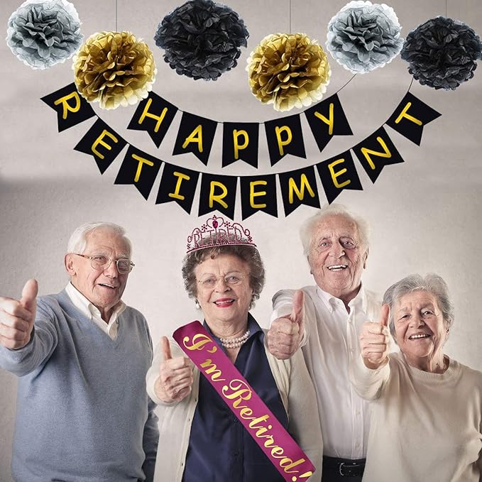 JETKONG Retirement Party Decorations Retired Tiara/Crown, Retired Sash for Women Retirement Gifts, Retirement Party Supplies, Gifts, Favors (Burgundy Red)