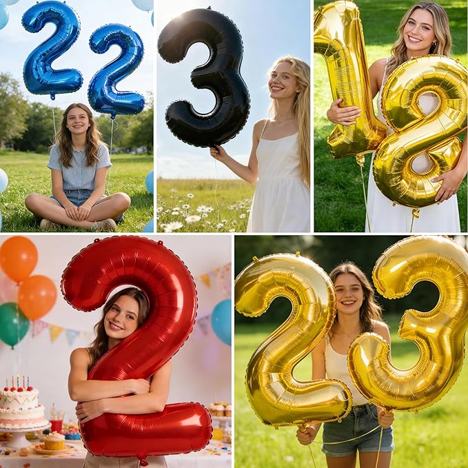Smlpuame 40 inch Number Balloon 0-9 Black Large Number 25 Balloons,Digital Balloons for Birthday Party Celebration Decorations Supplies, Helium Foil Number Balloons for Wedding Anniversary
