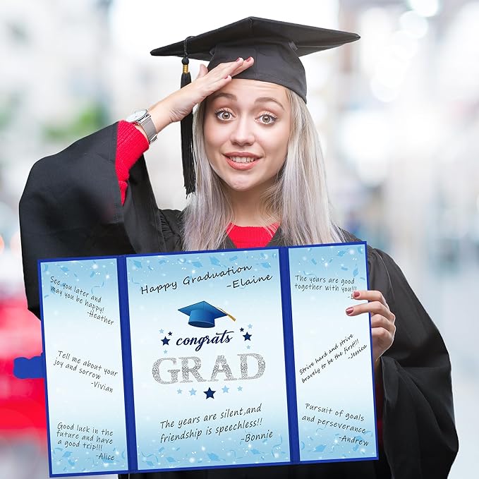 Vlipoeasn 2026 Graduation Guest Book Alternative, Blue Silver Class of 2026 Graduation Party Decorations, Graduation Signature Book for 2026 College High School, Unique Graduation Gifts for Friends