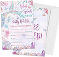Mermaid Birthday Invitations, Mermaid Under the Sea Invites for Girls Boys, 20 Pcs Double-Sided Fill In Invitations with Envelopes, Birthday Party Favor & Supplies 6 x 4 Inch