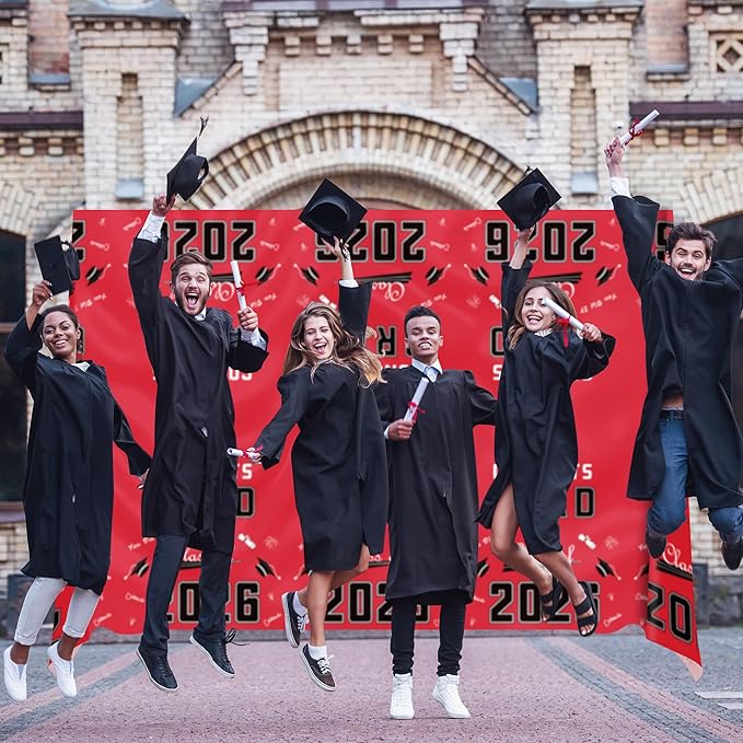 OHOME Graduation Decorations 2026 - Graduation Decorations Class of 2026 - Disposable Plastic Red Tablecloth for Class of 2026 Decorations Party Favors Supplies Backdrop,54" X 108",2 Pack