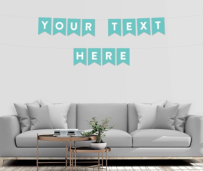 Andaz Press Fully Personalized Collection, Pennant Bunting Banner with String, 8-Feet, 1-Set, Custom Text or Logo