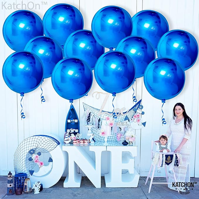 KatchOn, Large Royal Blue Balloons - 22 Inch, Pack of 12 | Royal Blue Metallic Balloons for Graduation Decorations | Blue Foil Balloon, Under The Sea Party Decorations