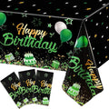 Breling Birthday Party Supplies Confetti Sprinkles Happy Birthday Tablecloths Starry Table Covers for Party Decorations, 54 x 108 Inches(Green and Black,3 Pack)
