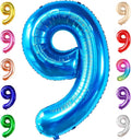 KatchOn, Giant Blue Number 9 Balloon - 40 Inch | Foil 9 Birthday Balloon for 9th Birthday Decorations | 9th Anniversary Decoration | Blue Party Decoration