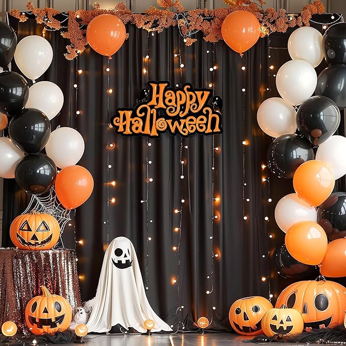 20x10FT Black Backdrop Curtains with Lights for Parties,Wrinkle Free Wedding Photo Backdrop Curtains for Baby Shower Birthday Ceremony Reception Home Party Decorations-5ft x 10ft,4 Panels