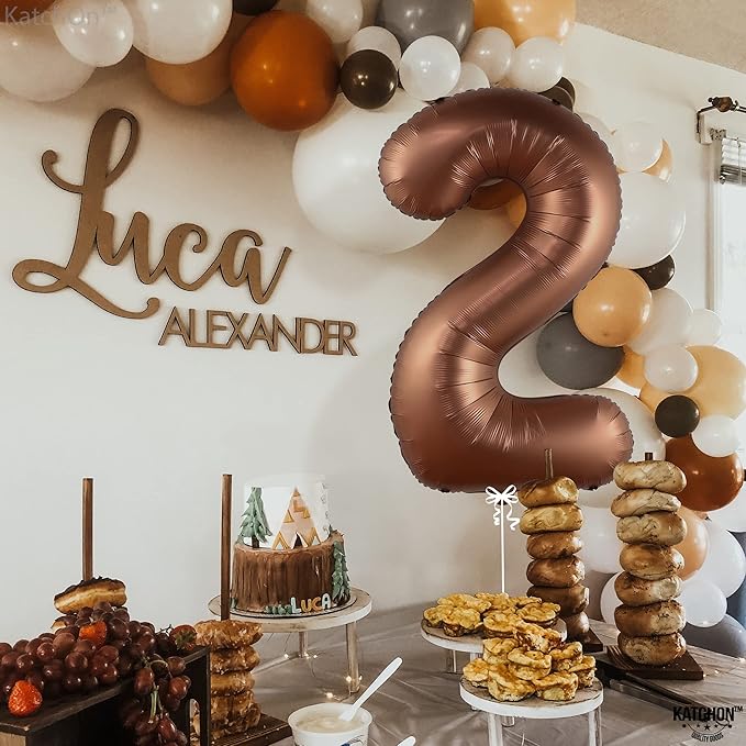 KatchOn, Giant Coffee Brown 2 Balloon Number - 40 Inch | Brown 2 Birthday Balloon, 2nd Birthday Decorations for Boy | Safari Theme Party Decorations | 2nd Birthday Party Supplies