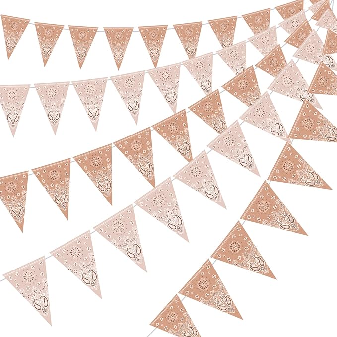 5 Pack Western Cowboy Party Decorations Bandana Pennant Banner Rodeo Party Decorations Banner Wild West Party Decor for Western Cowboy Themed Yee Haw Country Party Supplies