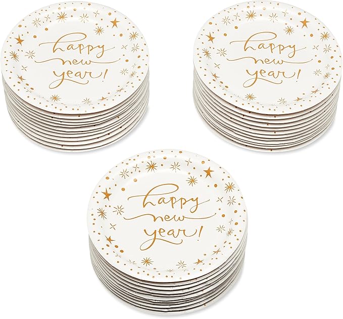 American Greetings 36-Count 7 in. Paper Dessert Plates, Kathy Davis New Years Eve Party Supplies