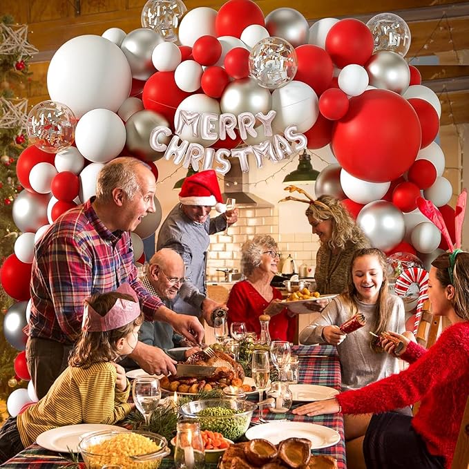 Christmas Balloon Arch Kit Christma Red And White Balloon Garland Kit With Gift Box Balloons Merry christmas Foil Balloons For Christmas Party Decorations Xmas Holiday New Year Party Supplies