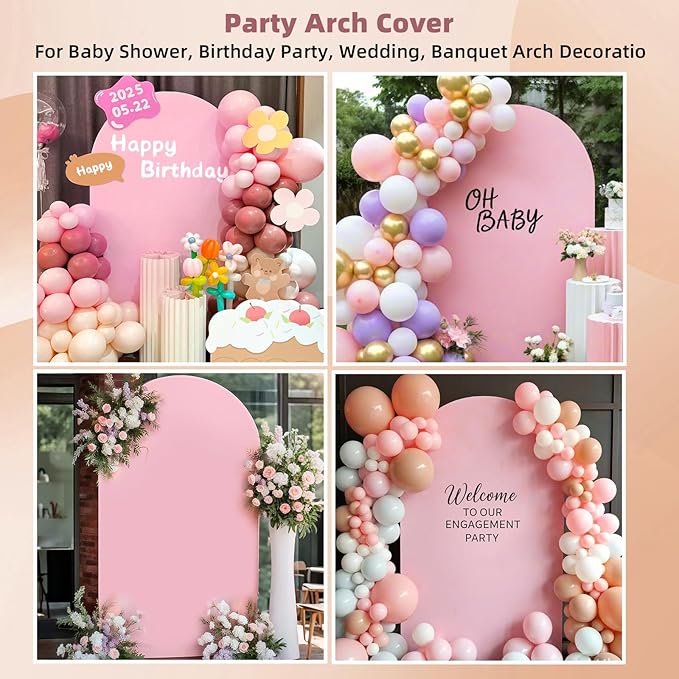 HEMMOTOP Pink Arch Backdrop Cover 7.2 ft (No Arch Stand), Spandex Arch Covers Stretchy Backdrop for Balloon, Birthday Party, Party, Ceremony, Valentine's Day, Baby Shower, Banquet Arch Decoratio