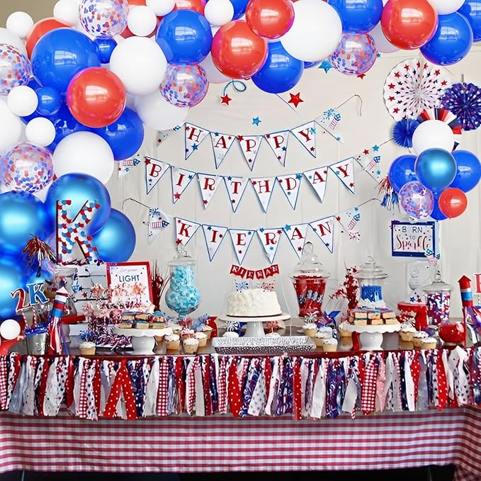 Red White Blue Balloons Different Size Red White and Blue Balloons Garland Arch Kit with Confetti Balloons for 4th of July Independence Day Birthday Party Anniversary