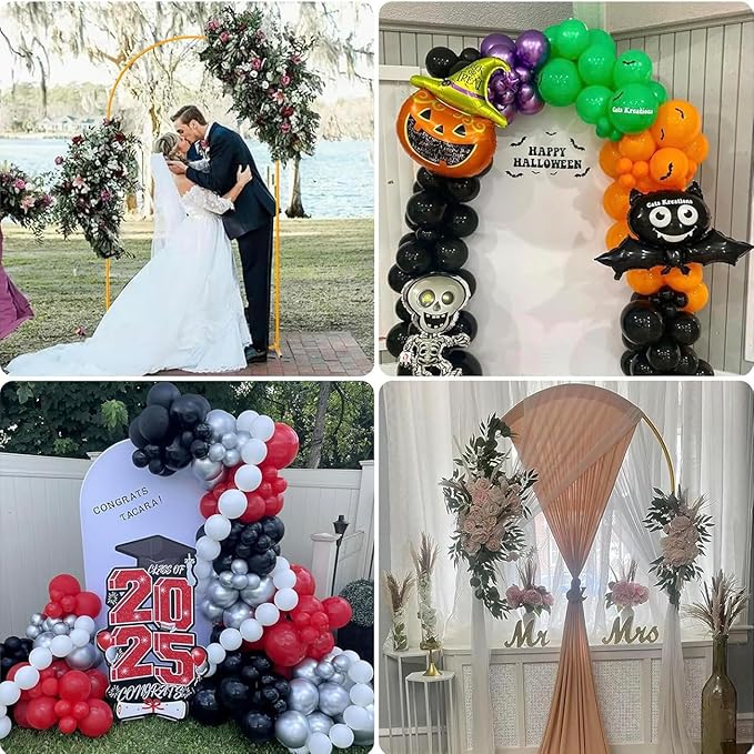 Vincidern 7.2 ft Balloon Arch Backdrop Stand Gold, Wedding Arch for Birthday Party, Bridal Baby Showers, Wedding Ceremony Arch Frame Metal