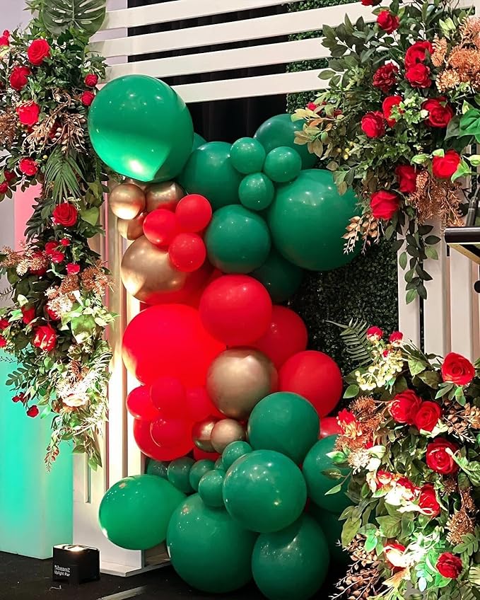 Red and Green Balloons, 80Pcs 12inch Christmas Red Green Latex Balloons Confetti Balloons with 1 Ribbon for Christmas Birthday Baby Shower Wedding Graduation Party Decorations
