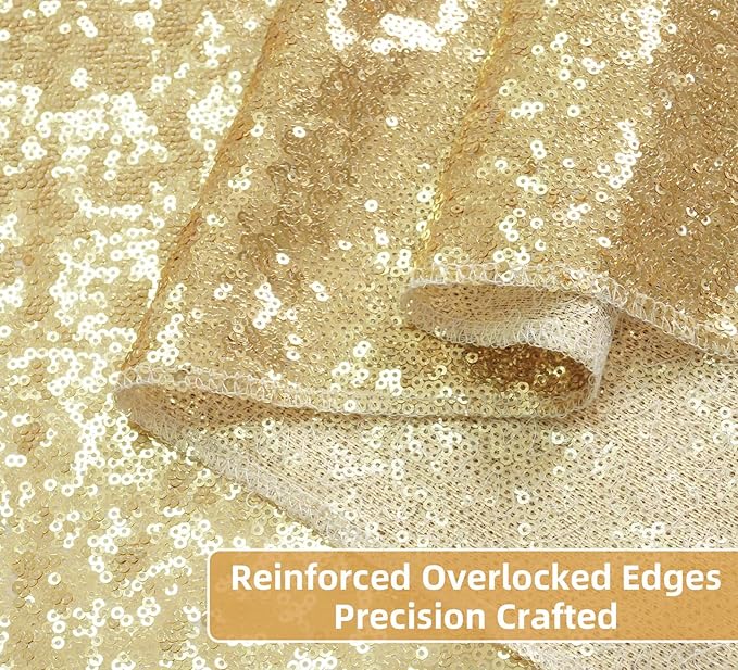 Light Gold Backdrop Photobooth Sequin 4FTx7FT Glitter Curtains for Birthday Party Wedding Wall Decoration