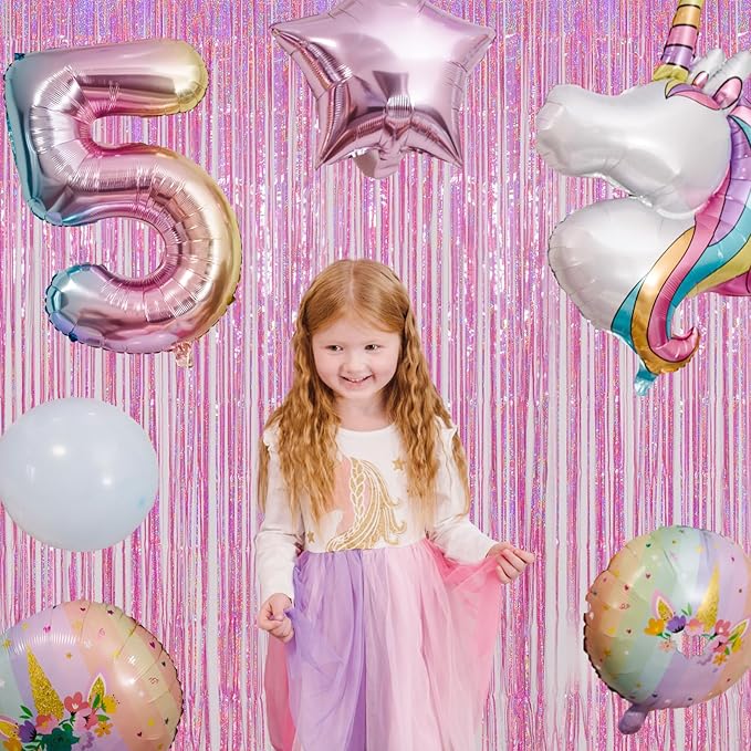 Melsan Pink Foil Fringe Curtains Easter Decorations for Home – 3 Pack 3.2 x 8.2 ft Shiny Tinsel Backdrop for Bachelorette Party, Disco Y2K Decorations, Girls Birthday & Photo Booth Backdrop