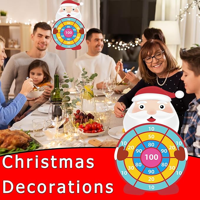 30” Christmas Games Toys Gifts for Kids, Large Santa Claus Dart Board Game, Christmas Party Supplies Indoor Outdoor Decor, Xmas Birthday Gifts for Boys Girls, Kids Party Favors Stocking Stuffers