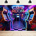 Imirell Arcade Neon Gaming Backdrop 7Wx5H Feet Retro Video Game Center Gamer Game Room Banner Boys Birthday Photography Backgrounds Baby Shower Party Decorations Photo Shoot Decor Props