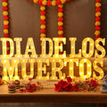 15 Pcs Day of The Dead Decorations Dia De Los Muertos Large LED Letter Signs LED Lights Battery Powered Table Decorations for Mexican Fiesta Party