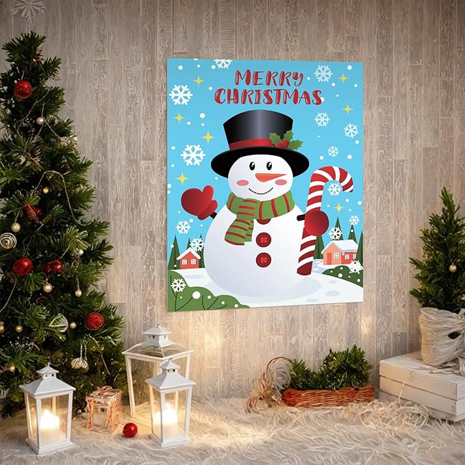 Christmas Games - Pin The Nose on The Snowman Games for Families Party, Cute Indoor Christmas Home Decor Party Decorations, Xmas Activities Presents Holiday Decor, Standing Snowman