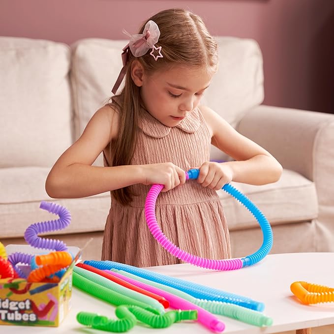 JOYIN 72 Pack Pop Tubes, Sensory Toys (Small) Fidget Toys Party Favors - 9 Colors, Creativity Learning & Fun for Toddler Kids - Perfect for Easter Goodie Bags, Classroom School Reward