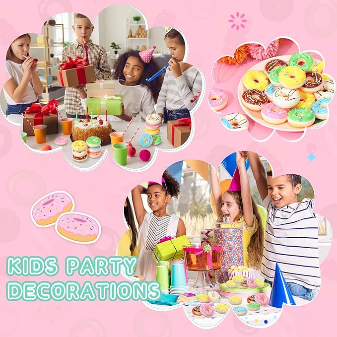 30 Pcs Donut Stress Balls Donut Party Favors Funny Squeeze Balls Stress Relief Sensory Doughnut Toys for Party Decoration Supplies, 6 Colors