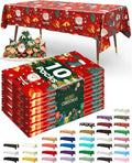 Pureegg Plastic Table Cloth Disposable 10 Pack, 54 x 108 Inch Table Cloths for Parties, Decorative Tablecloths for Rectangle Tables, Christmas Tablecloth Plastic, Leakproof & Sturdy, Christmas Red