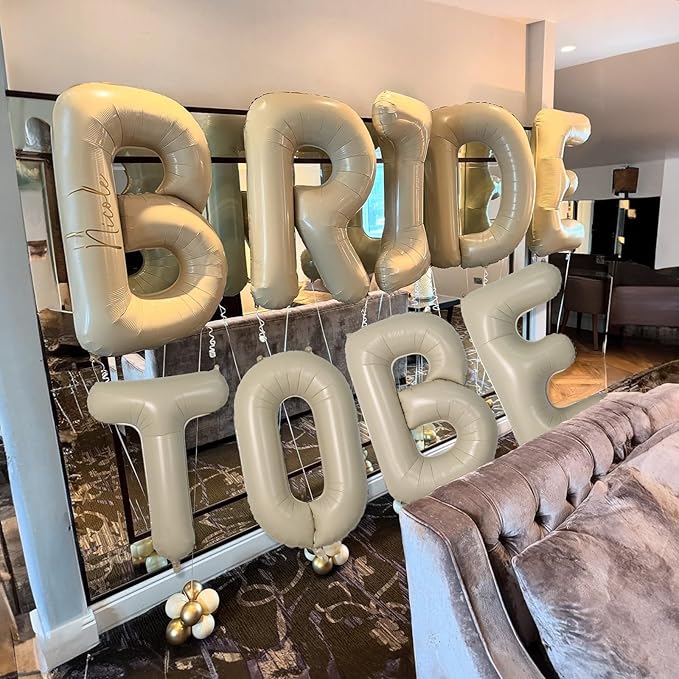 40 Inch Beige BRIDE TO BE Foil Balloons, Gaint Cream Bride Balloon Bachelorette Party Decorations, Large Ivory BRIDE TO BE Mylar Balloon Letter Banner for Engagement Bridal Shower Sign Hen Party Decor