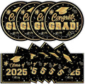40Pcs Graduation Plates and Napkins 2025 Party Supplies, Class Of 2025 Disposable Black Gold Tableware Set for Congrats Grad Party Decorations (Graduation)