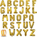 [26 Pcs] 16" Letter Gold Foil Balloons A-Z set, Mylar Aluminum Hanging Alphabet for Graduation Birthday Party Decorations New Year eve