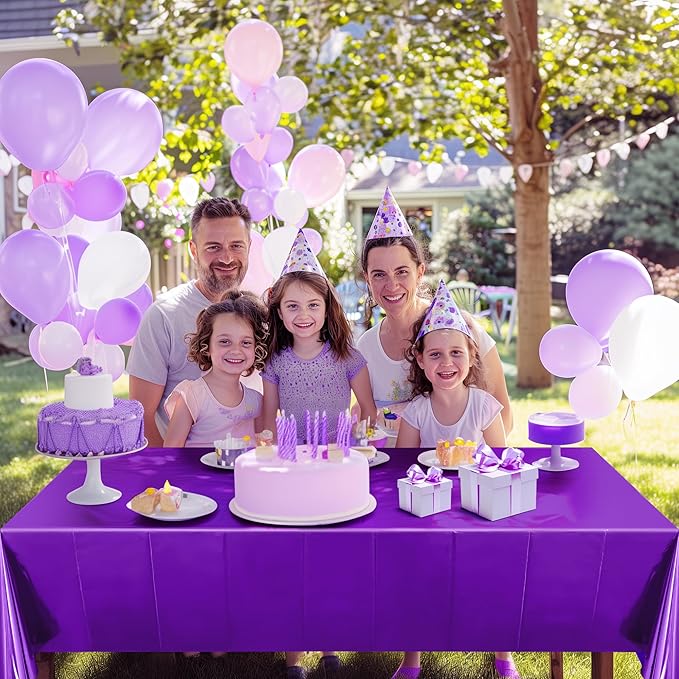2pcs Dark Purple Foil Tablecloth 54*72inch Plastic Wedding Birthday Winter Party Table Cloths Disposable Waterproof Table Cover for Halloween Graduation Anniversary Party Supplies (Dark Purple, 2)